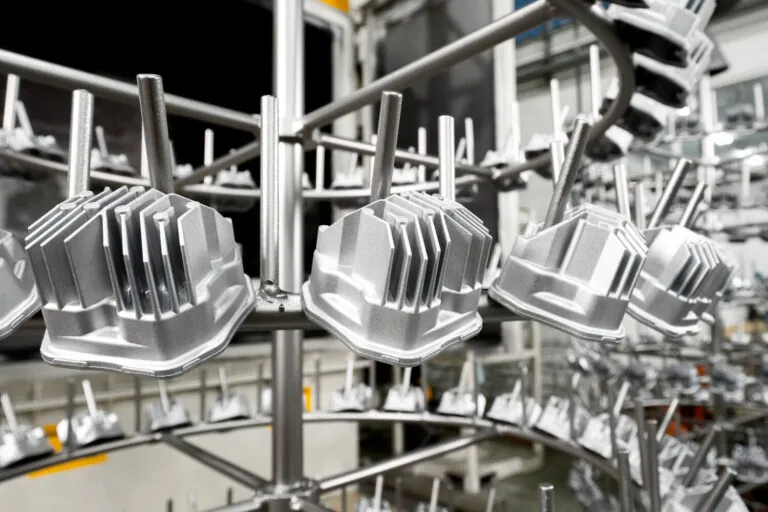 Automated shot blasting system at JoinCast’s Taiwan facility providing uniform surface texturing and scale removal for mass-produced aluminum components