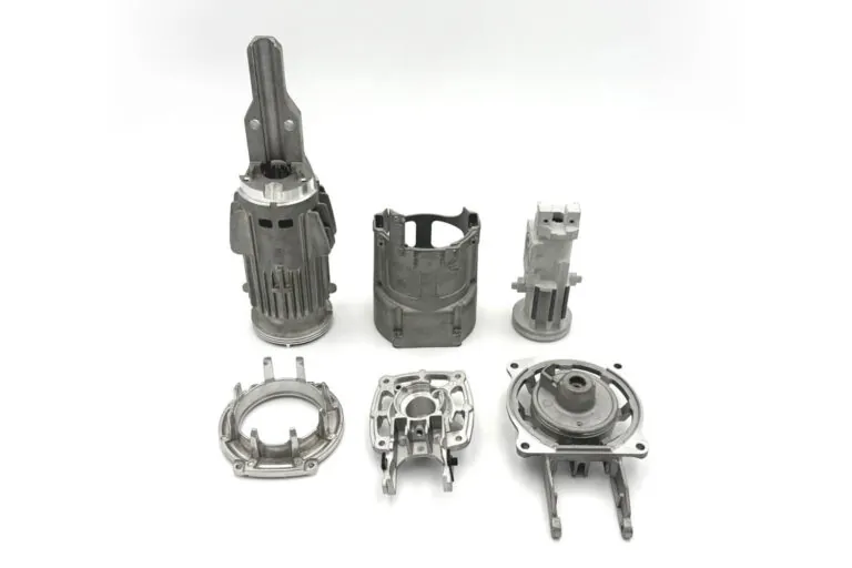 A comprehensive range of internal and external aluminum die cast components for industrial pneumatic tools, demonstrating diverse manufacturing capabilities.